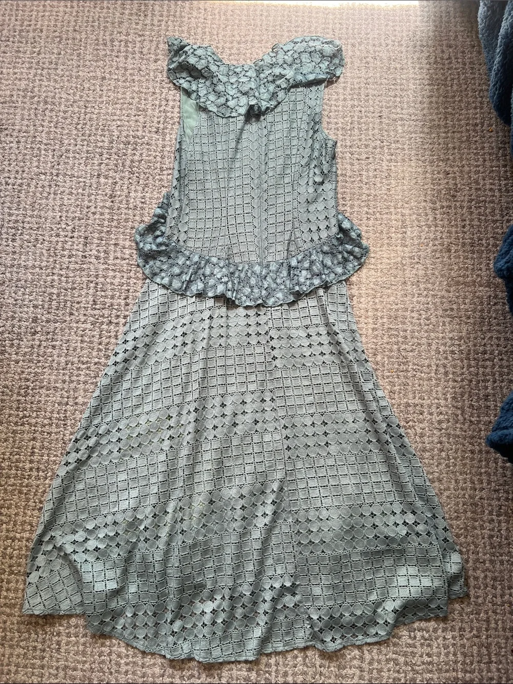 Anthropologie Antoinette Lace Midi Dress 8 Sage Green Ruffle EUC - Picture 11 of 13